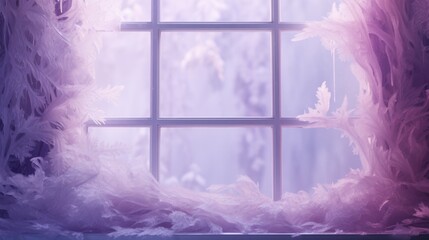 Poster -  The frost background on the window is in purple