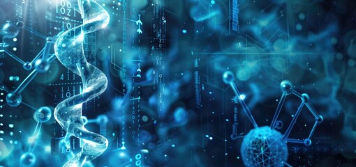 Wall Mural - innovative light medical background with digital science and ai futuristic approach glowing on digit