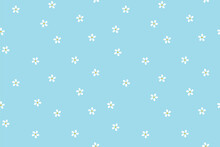 Seamless Spring, Summer Pattern With Tiny White Flowers- Vector Illustration