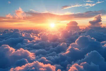 Wall Mural - view of the sky with clouds from an airplane. background with selective focus and copy space