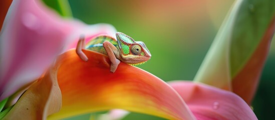 colorful Chameleon on the flower