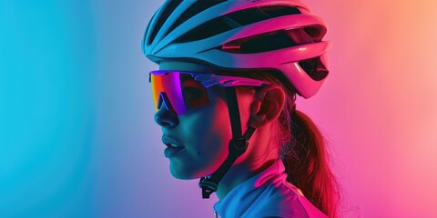 Sticker - Women cycling race advertising campaign, neon glowing