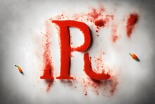 Alphabet Letter  R  Made Of  Red Chili Powder On White Background
