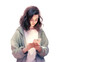 © Adam - Color Illustration of a Teenage Girl Holding a Smartphone With Copy Space