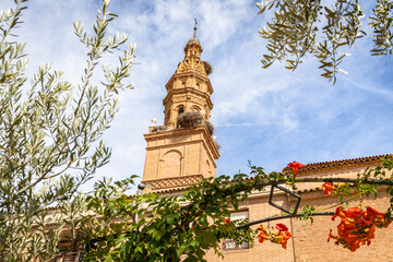 Wall Mural - tower of the Church of San Miguel in Rincon de Soto, Comarca of Alfaro, province of La Rioja, Spain