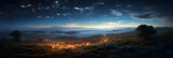 Fototapeta Niebo - Enchanting Luminescence: A Spectacle of Fireflies Illuminating the Evening Landscape