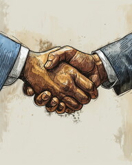 Wall Mural - Business handshake and business people concept illustration.