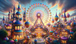 © Maule - Enchanting Twilight at a Fantastical Amusement Park with Illuminated Rides