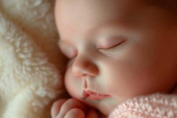 Wall Mural - Baby peacefully sleeps on a light background.