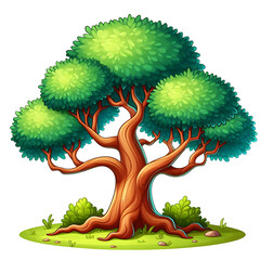 Wall Mural - illustration of tree with green leaves isolated on transparent background, PNG image, ai generated 