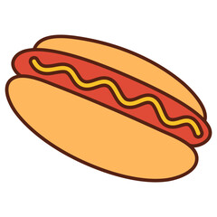 Canvas Print - hot dog with mustard illustration