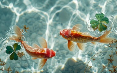 Wall Mural - Goldfish in water with bokeh.	
