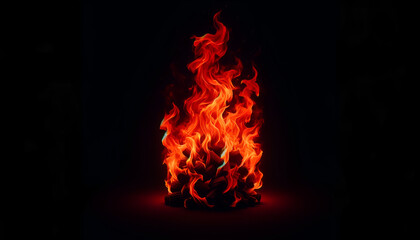 Wall Mural - A dynamic red fire blaze on a pure black background, perfect for bold designs and concepts.
Generative AI.