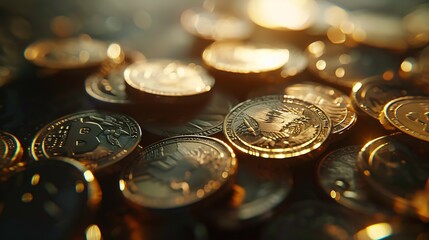 Poster - concept marketing finance business background and coins : Generative AI