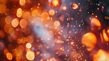 Aufkleber - image of blurred bokeh background with warm orange lights : Generative AI