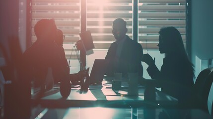 Aufkleber - Business team brainstorming and discussing with financial data and report graph. Teamwork meeting working concept. : Generative AI