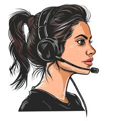 Sticker - Operator Woman Customer Service Illustration