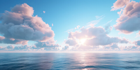 Wall Mural - Beautiful blue sea and clouds with sky background