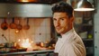 © Irina - Young man cook restaurant kitchen chef wallpaper background