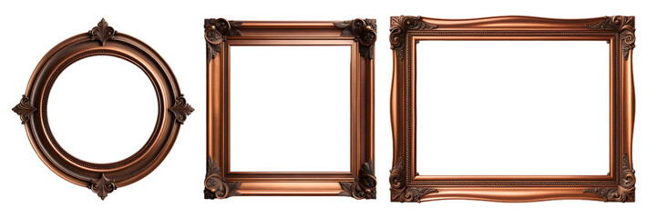 Wall Mural - set of vintage aged copper frames