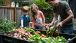 © Sticker Me - Parents teaching their children how to compost food