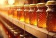 jars of honey neatly lined up on the shelf