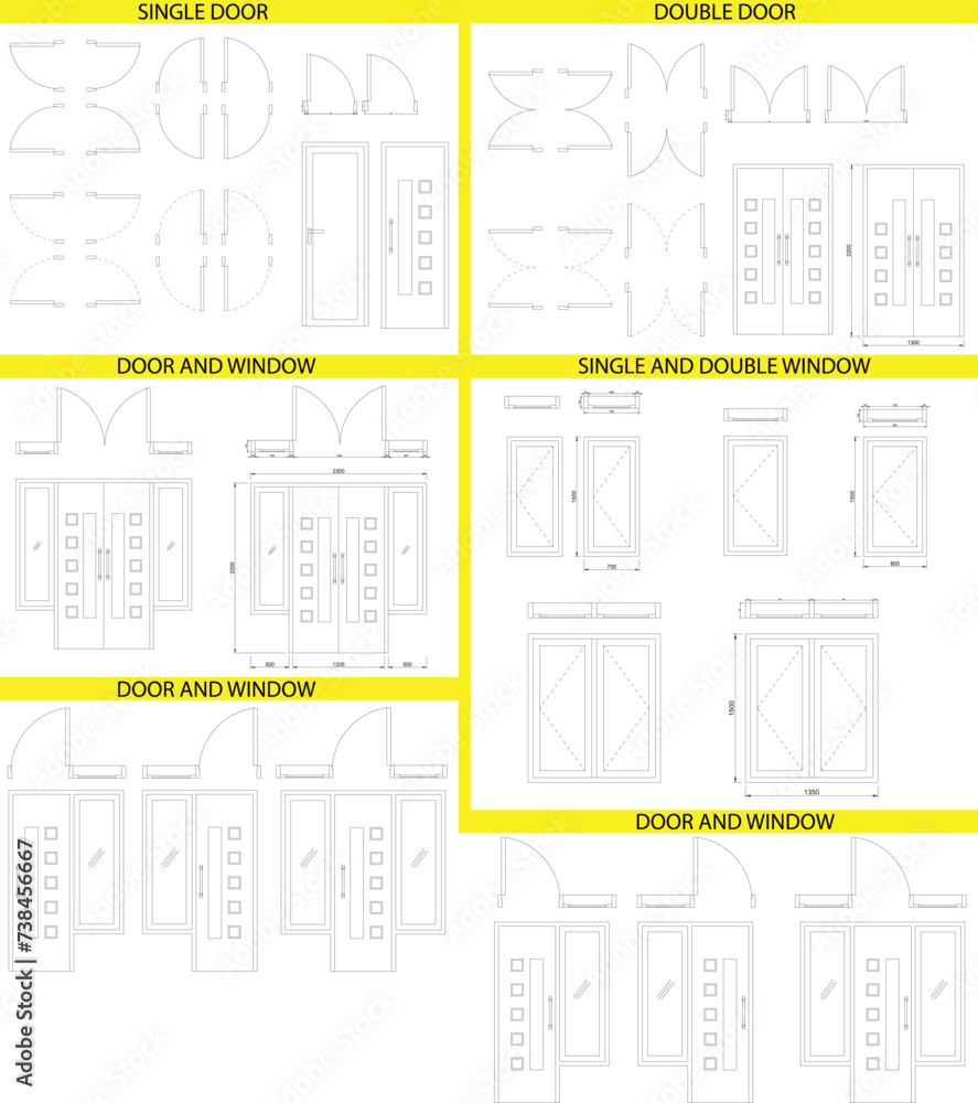 Illustration vector graphic of icon set door and windows for house plan ...