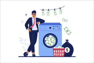 Money laundering illustration. Vector flat illustration