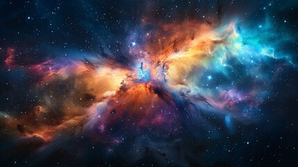 Wall Mural - a nebula in deep space, with vibrant colors and swirling cosmic dust, showcasing the beauty of star 