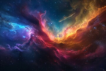 Wall Mural - a nebula in deep space, with vibrant colors and swirling cosmic dust, showcasing the beauty of star 
