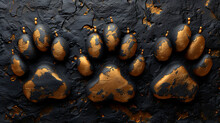 A Black And Gold Pattern Of Dog Paw-prints