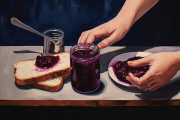 Wall Mural - Homemade fruit jam in a jar, white background