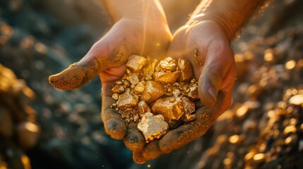 Wall Mural - Pure gold from the mines that are dug by the hands of miners.