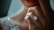 © somchai20162516 - Young bride wearing a beautiful engagement ring close-up