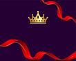 royal golden crown background with red ribbon for inauguration