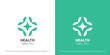 Plus health logo design illustration. Cross form medical medicine hospital clinic doctor nurse pharmacy. Simple icon symbol modern minimal modern abstract geometric green leaf emergency help support.