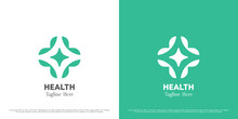 Plus Health Logo Design Illustration. Cross Form Medical Medicine Hospital Clinic Doctor Nurse Pharmacy. Simple Icon Symbol Modern Minimal Modern Abstract Geometric Green Leaf Emergency Help Support.