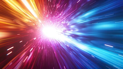 Wall Mural - light burst in space. speed of light and space exploration concept.