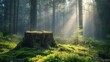 © Putra - Enchanted forest clearing with mystical stump and morning mist