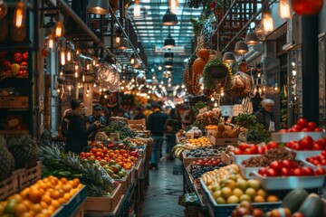 Sticker - A market with lots of fresh produce. Generative AI.