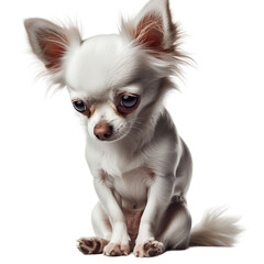 Detailed Sad and Depressed Chihuahua Dog on Transparent or White Background: Perfect for Print PNG Clipart