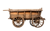 Fototapeta  - Wooden Wagon With Wheels. A wooden wagon with wheels is displayed. Isolated on a Transparent Background PNG.