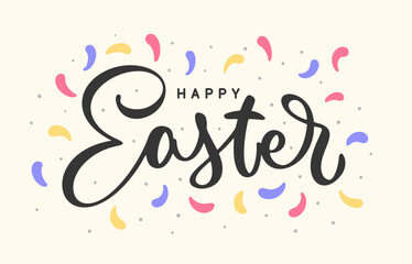 Wall Mural - Happy Easter hand drawn lettering. Colorful holiday lettering design for banner, greeting card, poster
