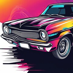 Wall Mural - car color illustration art car color illustration art vintage car vector illustration