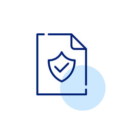 Wall Mural - file with shield and checkmark. data security and protection. pixel perfect, editable stroke