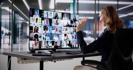 Canvas Print - Online Video Conference Webinar Meeting Call