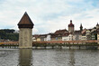 The popular sightseeing in Lucerne Switzerland is old bridge with tower