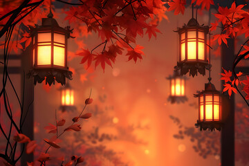 Wall Mural - Japanese lanterns background.