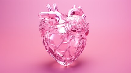 Sticker - Human heart model isolated on pink UHD WALLPAPER