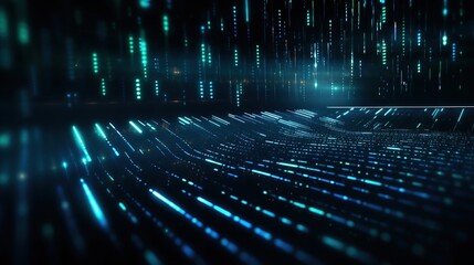 Futuristic binary code on computer screen. Digital code number represent programming language for modern technology concept.